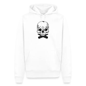 Crâne avec deux balles croisées sous les dents - Sweat à capuche Premium bio Homme - blanc - Devant - Nico (187cm)