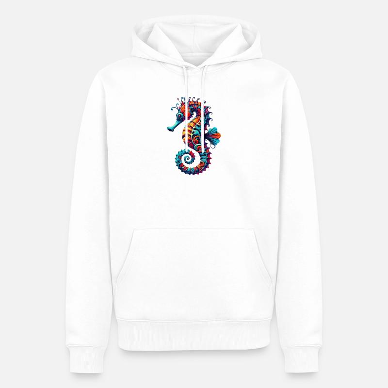 Hippocampe - Sweat à capuche Premium bio Homme - blanc