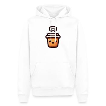 Caffeine Cutie: Der fröhliche Java - Männer Premium Bio Hoodie - Weiß - Vorne - Nico (187cm)