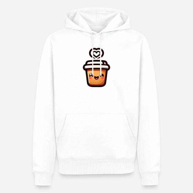Caffeine Cutie : le joyeux Java - Sweat à capuche Premium bio Homme - blanc