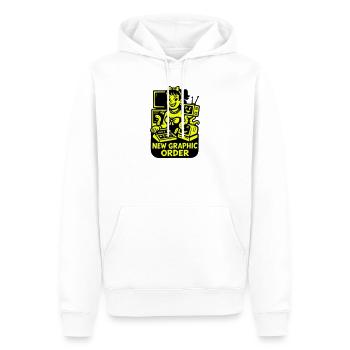 Infographie rétro - Sweat à capuche Premium bio Homme - blanc - Devant - Nico (187cm)