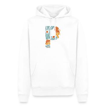 Buchstabe p groovige Blumen Geschenkidee - Männer Premium Bio Hoodie - Weiß - Vorne - Nico (187cm)