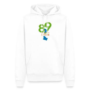 Logo 89 L'Yonne - Männer Premium Bio Hoodie - Weiß - Vorne - Nico (187cm)