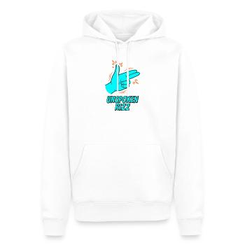 Signe de main Rizz non dit - Sweat à capuche Premium bio Homme - blanc - Devant - Nico (187cm)