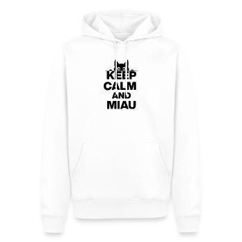RESTE CALME ET MIAULE ! AMOUREUX DES CHATS noir - Sweat à capuche Premium bio Homme - blanc - Devant - Nico (187cm)