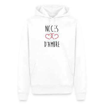 noces d'ambre 34 ans de mariage - Sweat à capuche Premium bio Homme - blanc - Devant - Nico (187cm)
