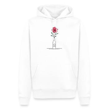 Blume rosa in Weinflasche - Männer Premium Bio Hoodie - Weiß - Vorne - Nico (187cm)