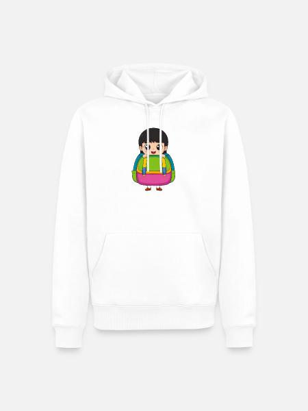 Einschulung Mädchen mit Schulranzen – Schulanfang - Männer Premium Bio Hoodie - Weiß