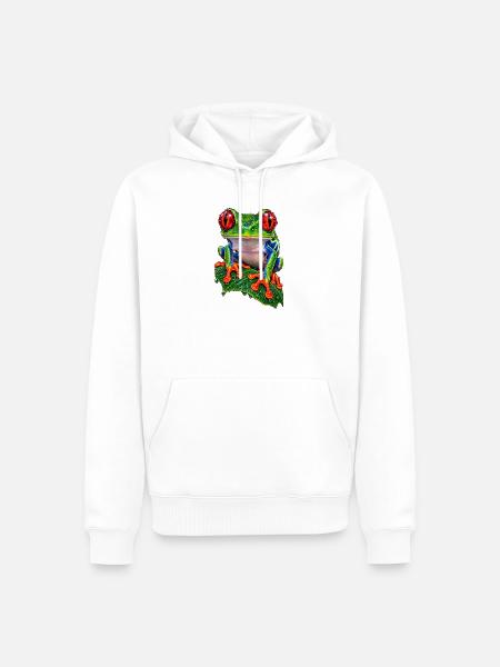 Rotäugiger Laubfrosch auf Blatt - Männer Premium Bio Hoodie - Weiß