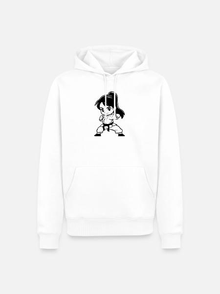 Karate Mädchen Comic Look - Männer Premium Bio Hoodie - Weiß