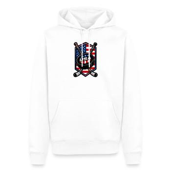 USA Eishockey Flaggen Schild - Männer Premium Bio Hoodie - Weiß - Vorne - Nico (187cm)