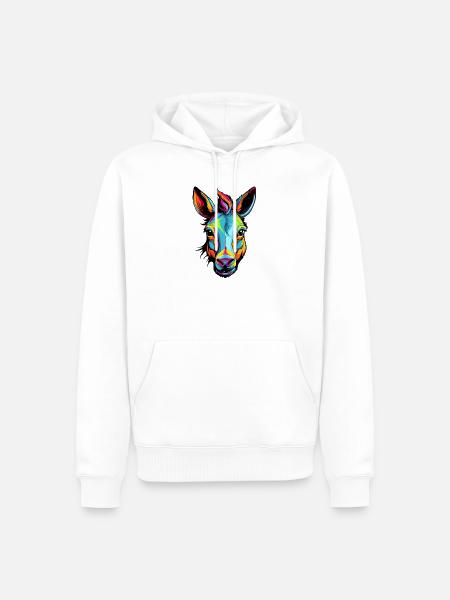 Farbenfrohes Esel-Porträt - Männer Premium Bio Hoodie - Weiß
