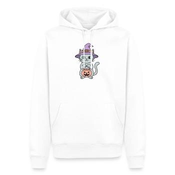 Kürbis-Halloween-Hexenkatze - Männer Premium Bio Hoodie - Weiß - Vorne - Nico (187cm)
