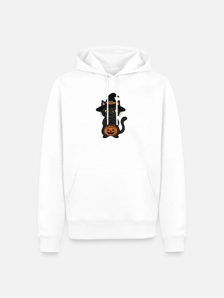 Hexenkatze und Kürbis - Männer Premium Bio Hoodie - Weiß