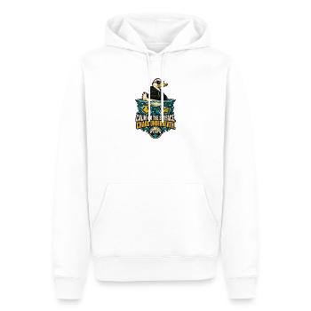 RobVibe Wildclub – Ruhige Oberflächenente - Männer Premium Bio Hoodie - Weiß - Vorne - Nico (187cm)