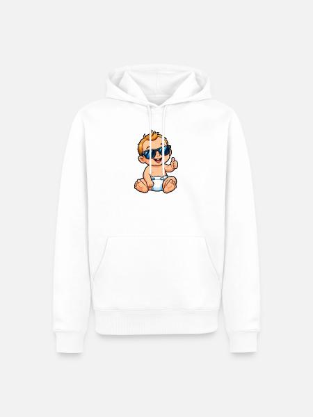 Coole Baby mit Sonnenbrille - Männer Premium Bio Hoodie - Weiß