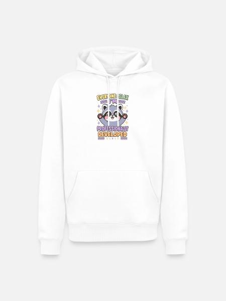 Niedlicher Chibi-Waschbär professionell entwickelt - Männer Premium Bio Hoodie - Weiß