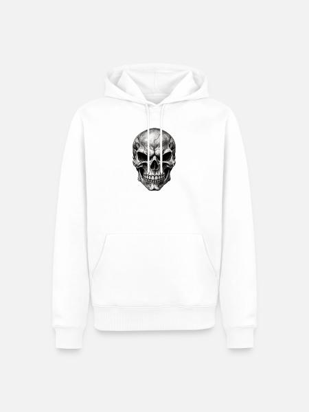 Riss Schädel Muster - Männer Premium Bio Hoodie - Weiß