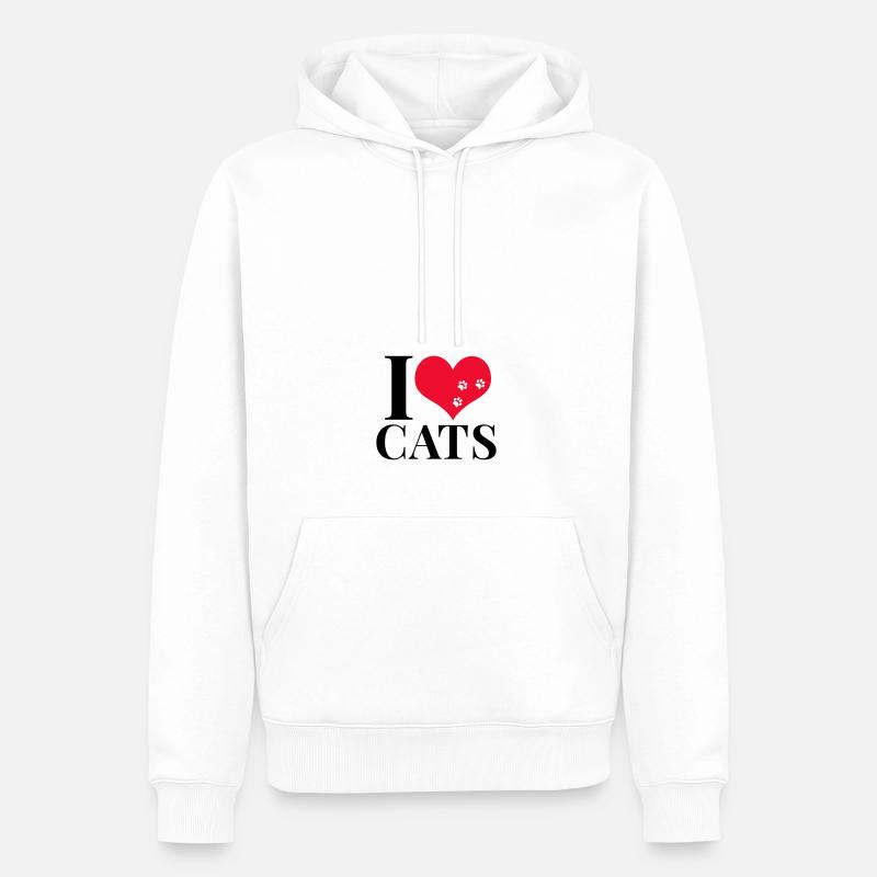 Ich liebe Katzen - Männer Premium Bio Hoodie - Weiß