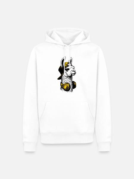 Streamer Gamer Lama - Männer Premium Bio Hoodie - Weiß