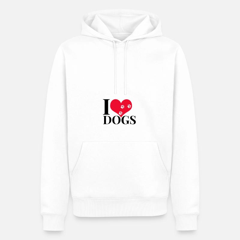 J'aime les chiens - Sweat à capuche Premium bio Homme - blanc
