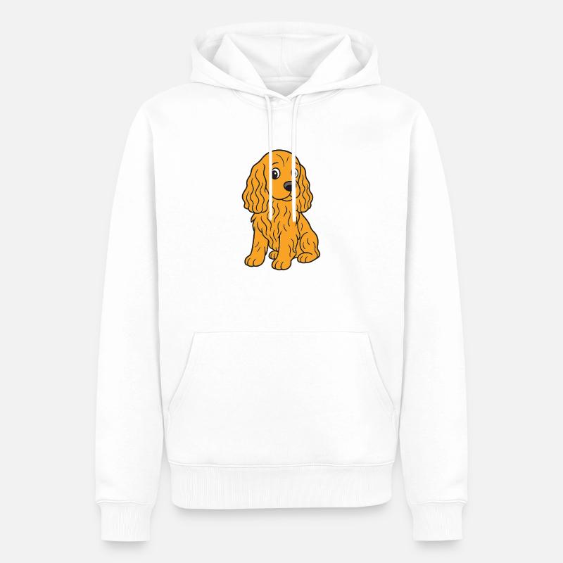 Cocker Spaniel Comic – Buntes Hundemotiv - Männer Premium Bio Hoodie - Weiß