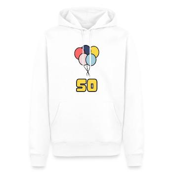 50. 50 JAHRE. 50-jähriges JUBILÄUM. GEBURTSTAG 50 JAHRE. - Männer Premium Bio Hoodie - Weiß - Vorne - Nico (187cm)