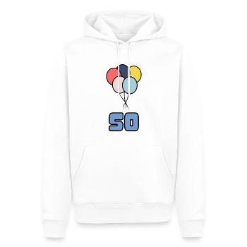 50. 50 JAHRE. 50-jähriges JUBILÄUM. GEBURTSTAG 50 JAHRE. - Männer Premium Bio Hoodie - Weiß - Vorne - Nico (187cm)