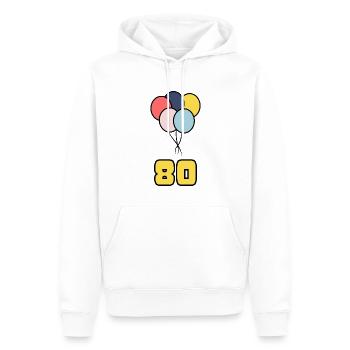 80. 80 YEARS. 80TH ANNIVERSARY. BIRTHDAY 80 YEARS. - Men’s Premium Organic Hoodie - white - Front - Nico (187cm)