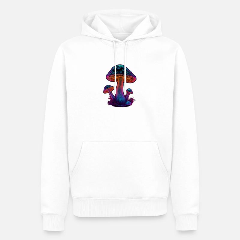 Champignons Champignons Art Graphique - Sweat à capuche Premium bio Homme - blanc