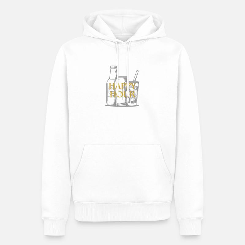 Happy Hour en or - Sweat à capuche Premium bio Homme - blanc