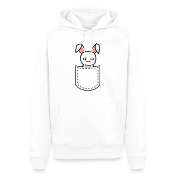 lapin dans une poche - Sweat à capuche Premium bio Homme - blanc - Devant - Nico (187cm)