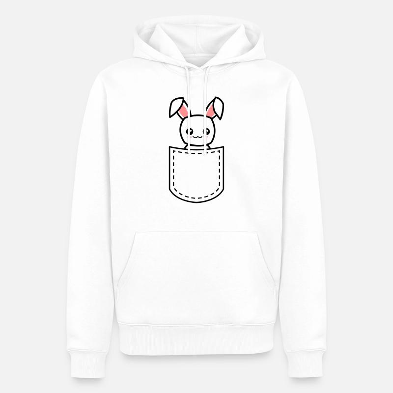 lapin dans une poche - Sweat à capuche Premium bio Homme - blanc