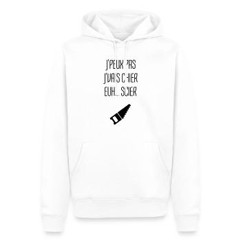 Humour Chier Scier Menuisier Menuiserie Bois - Sweat à capuche Premium bio Homme - blanc - Devant - Nico (187cm)
