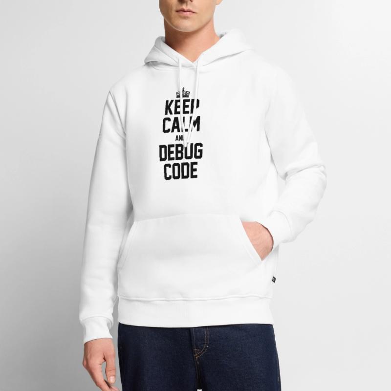 Keep Calm And Debug Code Programmer Nerd Software Männer Premium Bio Hoodie