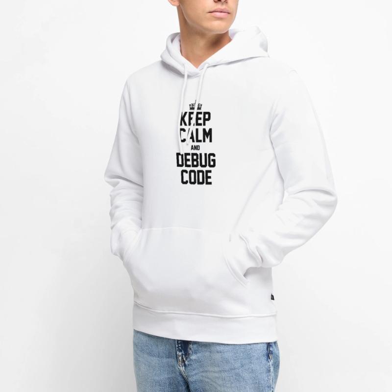 Keep Calm And Debug Code Programmer Nerd Software Männer Premium Bio Hoodie