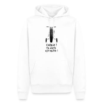 T-shirt moto Chérie ta moto est prête - Sweat à capuche Premium bio Homme - blanc - Devant - Nico (187cm)
