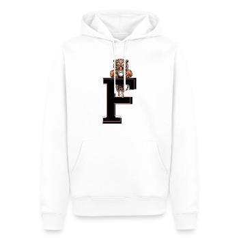 Buchstabe f tiger - Geschenkidee - Männer Premium Bio Hoodie - Weiß - Vorne - Nico (187cm)
