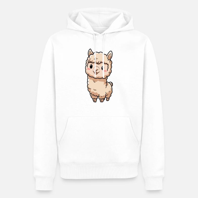 Süße Llama Chibi Alpaca - Männer Premium Bio Hoodie - Weiß