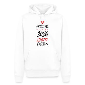 2026 limited edition - Männer Premium Bio Hoodie - Weiß - Vorne - Nico (187cm)