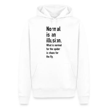 Normal is an illusion - Männer Premium Bio Hoodie - Weiß - Vorne - Nico (187cm)