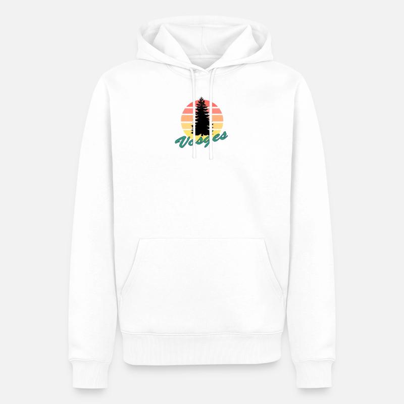 Vosges Sapin couché Soleil - Sweat à capuche Premium bio Homme - blanc