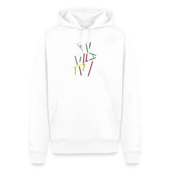 Couleurs Traits - Jeu de lignes - Sweat à capuche Premium bio Homme - blanc - Devant - Nico (187cm)