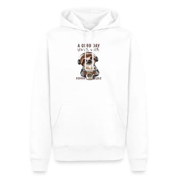 Lustiges Faultier mit Kaffee und Kopfhörern - Männer Premium Bio Hoodie - Weiß - Vorne - Nico (187cm)