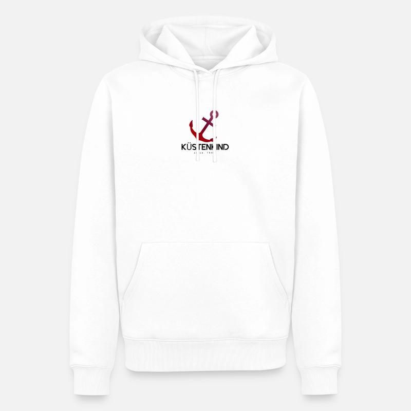 ANCRE D’ENFANT CÔTIÈRE - Sweat à capuche Premium bio Homme - blanc