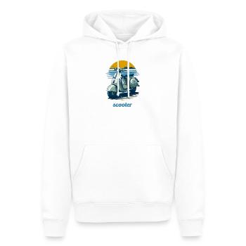 Scooter vintage avec fond de montagne - Sweat à capuche Premium bio Homme - blanc - Devant - Nico (187cm)