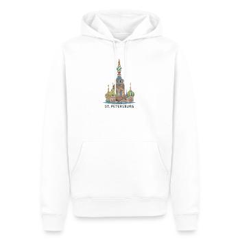 St. Petersburg, Kirche, Russland, Strichzeichnung - Männer Premium Bio Hoodie - Weiß - Vorne - Nico (187cm)