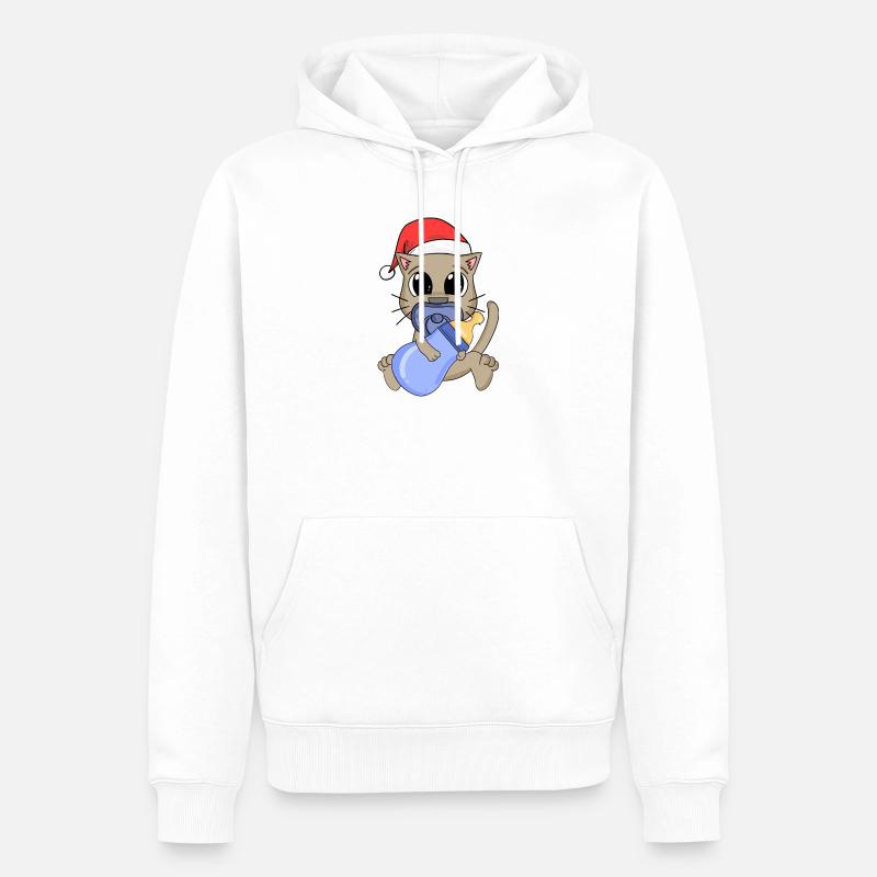 Chat Bébé Noël - Sweat à capuche Premium bio Homme - blanc