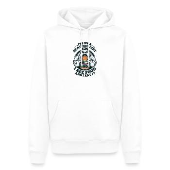 Je suis un régime de fruits de mer... Je vois de la nourriture et je la mange ! - Sweat à capuche Premium bio Homme - blanc - Devant - Nico (187cm)