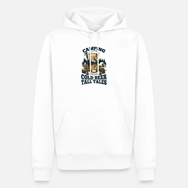 Camping: Kaltes Bier, Märchen! - Männer Premium Bio Hoodie - Weiß